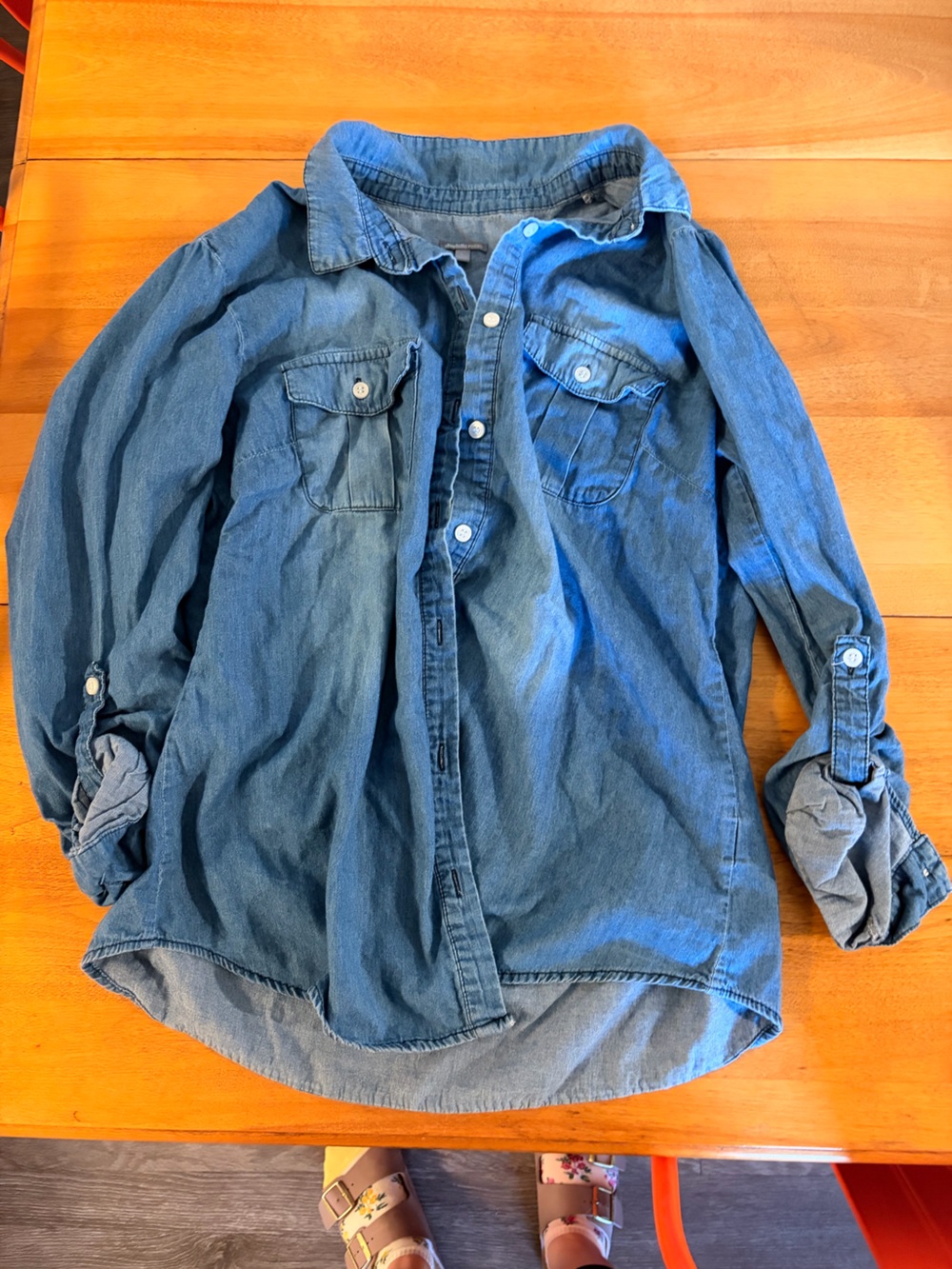 Women’s Blue Denim Button-Up Shirt